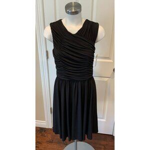 Brooks Brothers Red Fleece Black Ruched Sleeveless Dress, Size Small